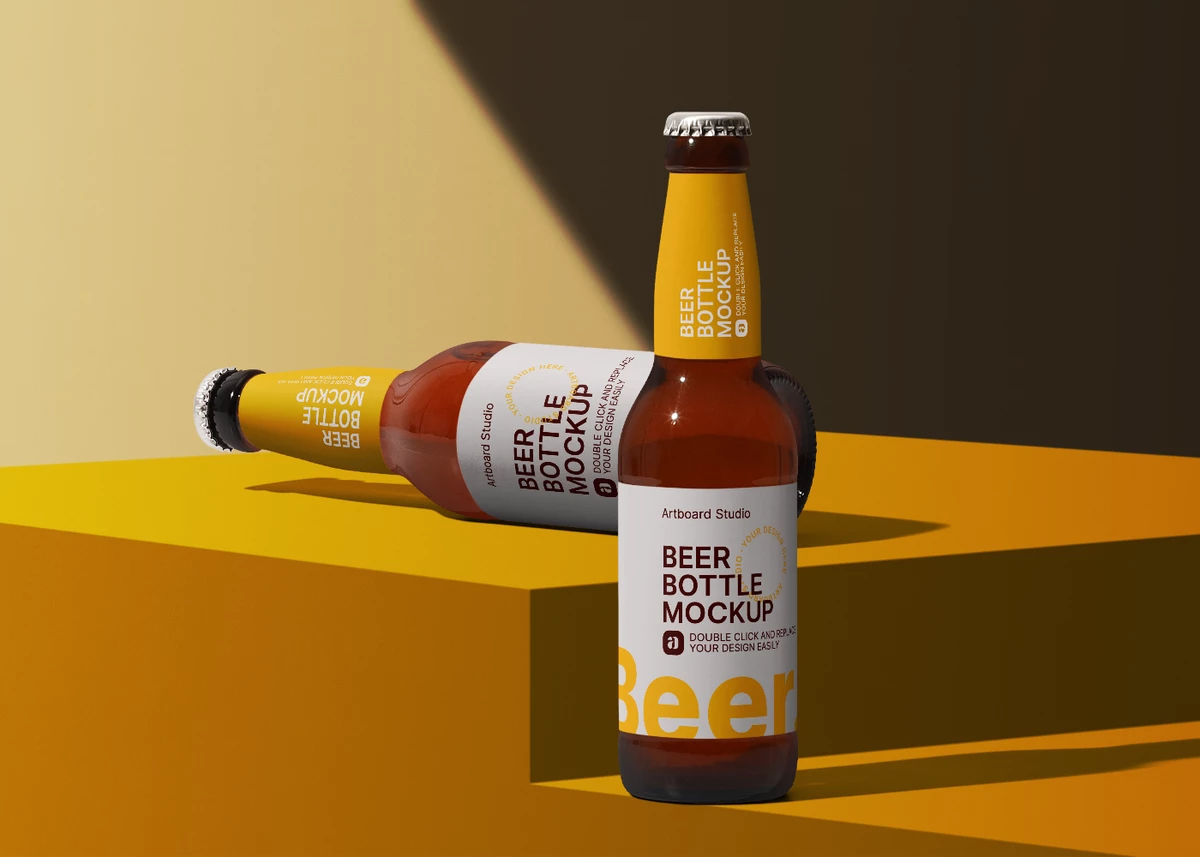 Beer Bottle Mockup Inside A Prop — Mockup Zone